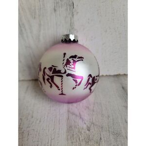 Bronner's pink carousel pony blown glass ball ornament Xmas